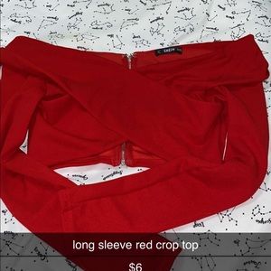 Long Sleeve Red Crop Top